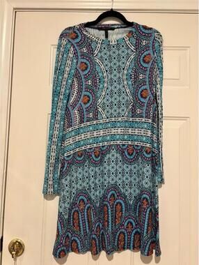BCBG Maxazria boho hippie body con floral long sleeve stretchy dress #1531